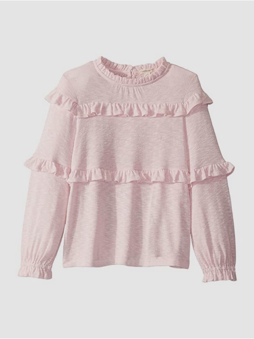 Crewcuts by J.Crew Girls Pink Long Sleeve Ruffle Knit Pullover Top Size 14